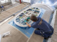A Viasat installation for IFC on an A321neo by Lufthansa Technik. LHT.