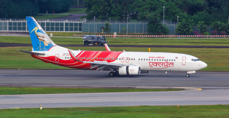 Air India Express Boeing 737-800 airplane at Changi Airport (SIN) in Singapore.