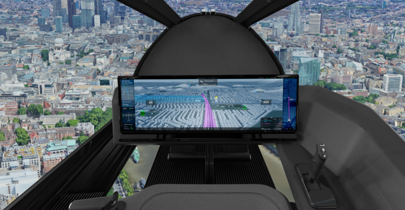 The Honeywell avionics screen in the cockpit of an AAM aircraft