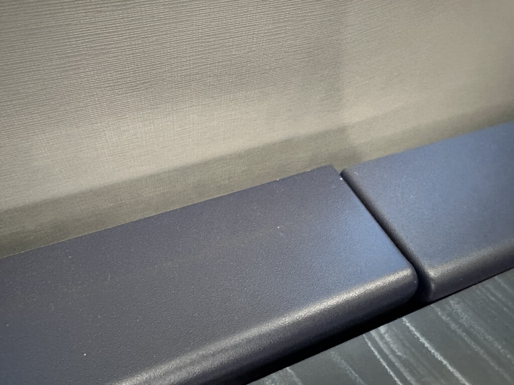 Misaligned seat thermoplastics are pictured up close.