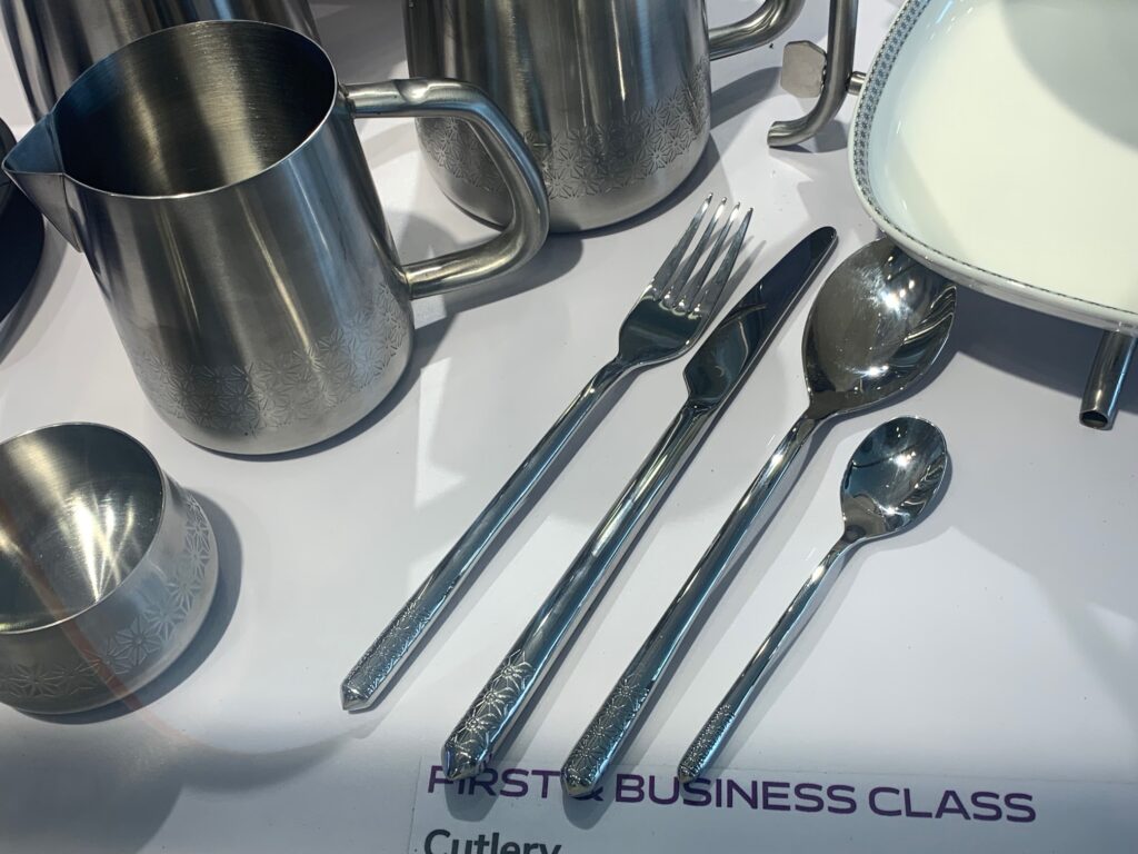 Cutlery features an intricate design.