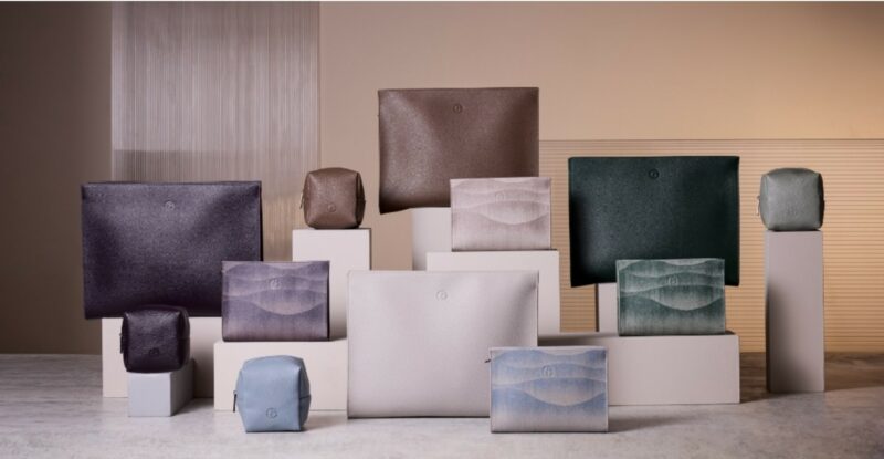 A selection of Etihad's new Armani amenity kits.