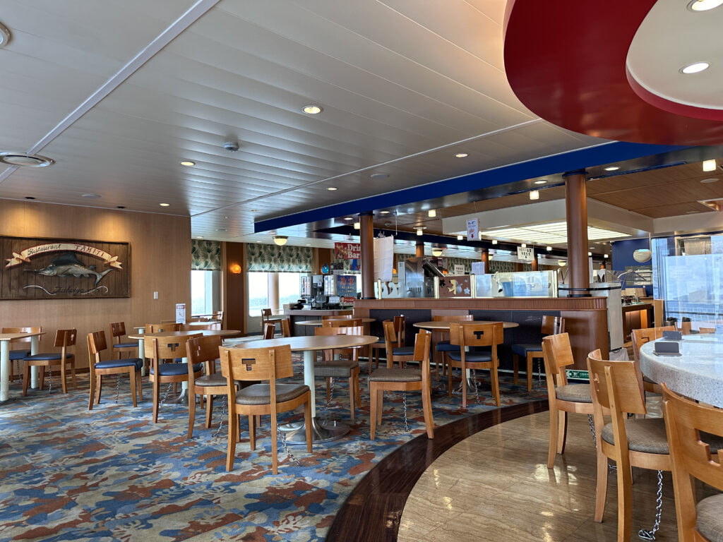 An empty restaurant on the Taiheiyo (Pacific) Ferry