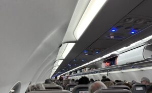 Inside a passenger filled Volotea A320