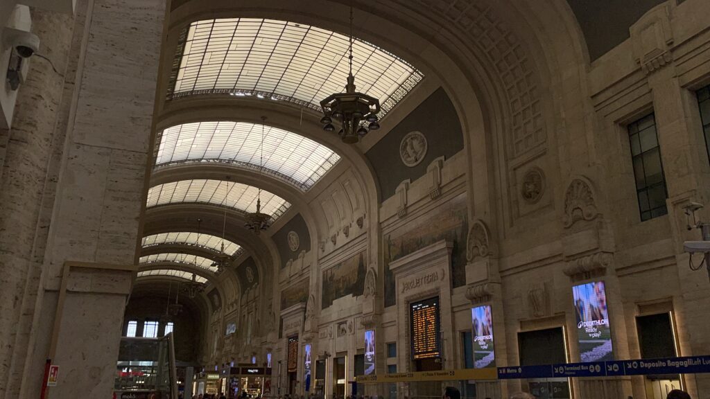 Beautiful Italian architecture is seen at the Milano Centrale train station