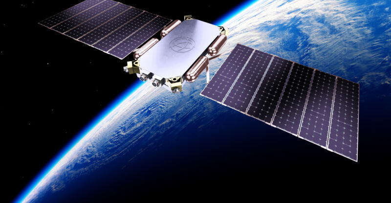 A rendering of Terran Orbital SmallSat GEO satellite in orbit.