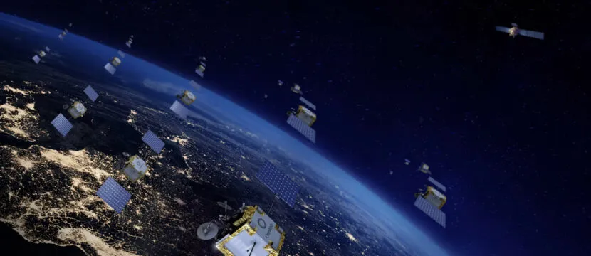 Eutelsat OneWeb satellites orbiting the earth