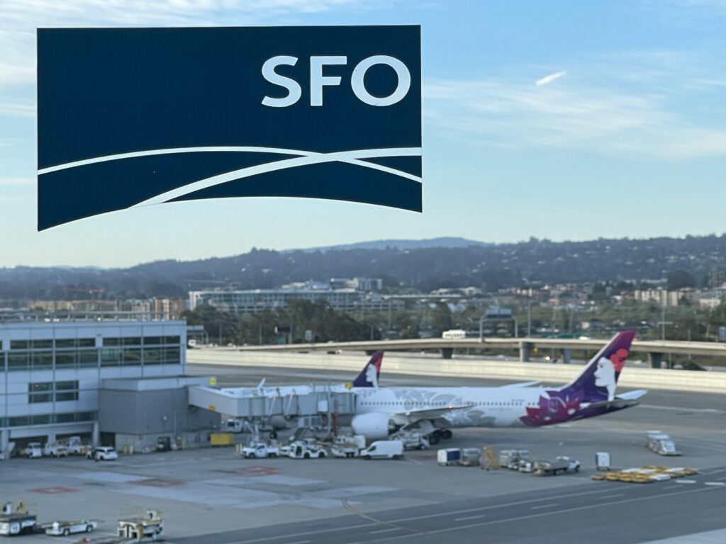 Hawaiian aircraft parked at SFO