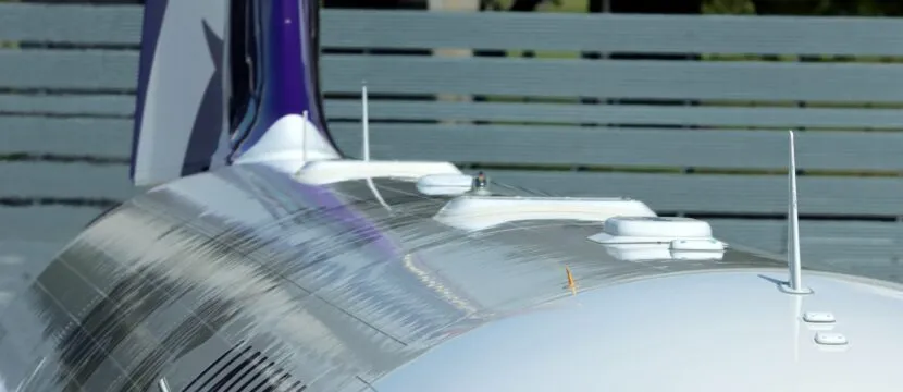 The two Starlink terminals blend in to the collection of antennae atop a Hawaiian A321neo