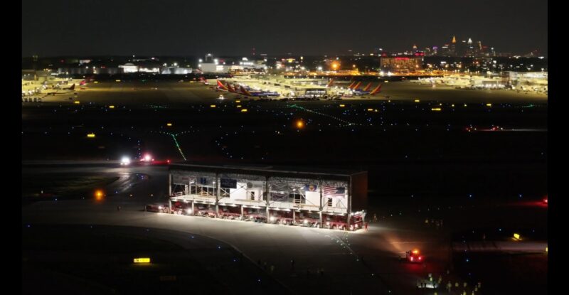 Hartsfield-Jackson Atlanta International Airport first modular unit at night