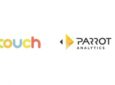 Touch multi-colour logo is next to Parrot Analytics black and orange logo (Custom)