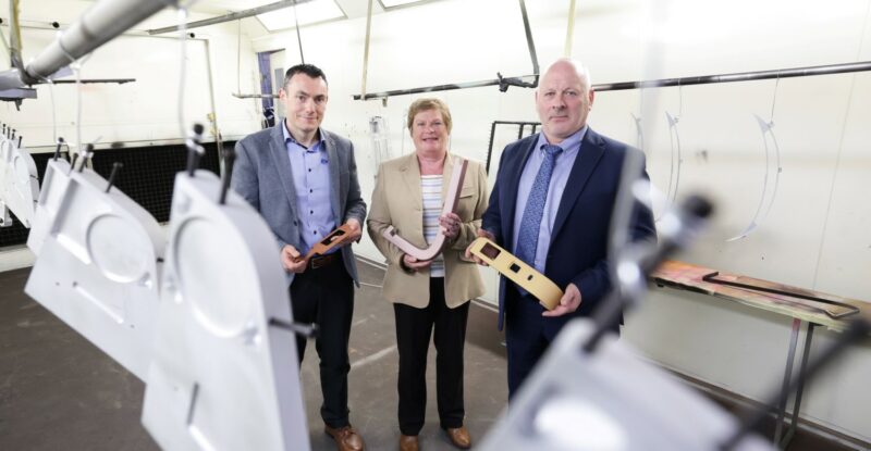 Pictured (L-R) are Ronan Callan, Director of Operations, The Exact Group; Dr Vicky Kell, Director of Innovation, Research and Development at Invest Northern Ireland; Stephen Cromie, Managing Director, The Exact Group.
