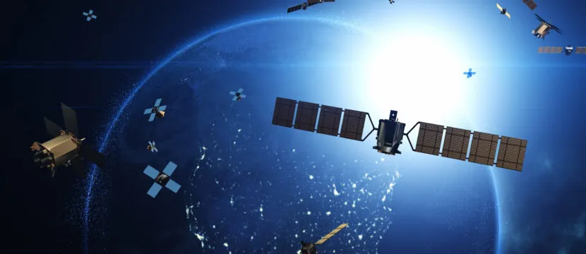 Rendering of satellites in orbit around the Earth