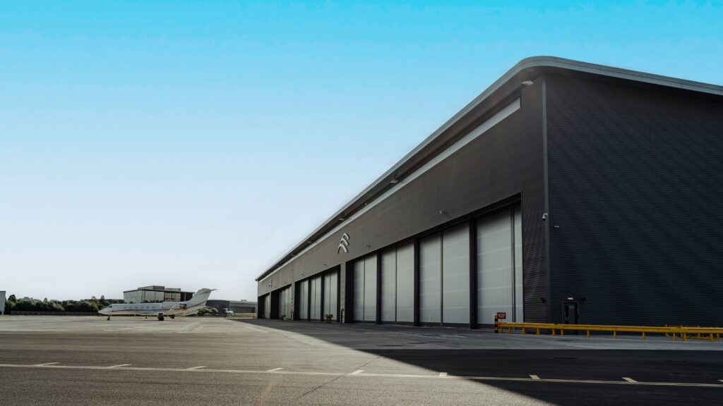 Farnborough Airport Domus III facility from the outside.
