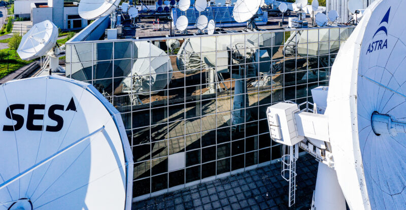 A field of SES satellite dishes