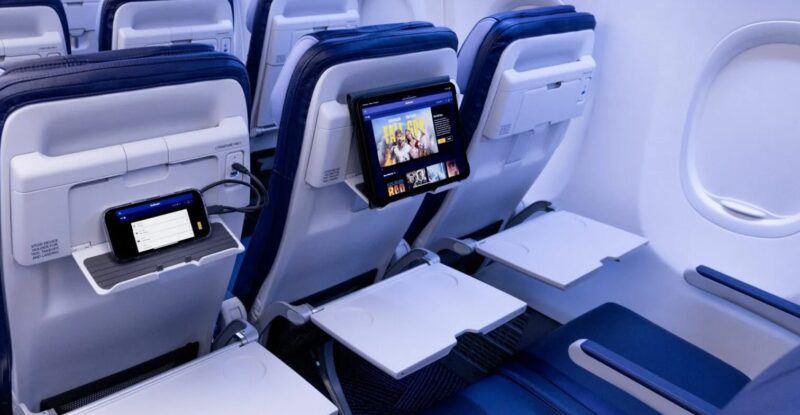 Various devices are held in PED holders that are a part of the Southwest Seats