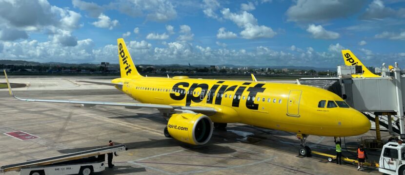 Spirit Airlines A320 basking in the San Juan sunshine, parked and ready to board