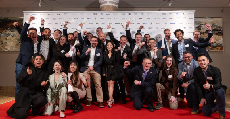 All of the Crystal Cabin Award winners assemble together for a photo.