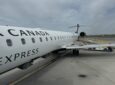 Air Canada Express CRJ900, which is fitted with the SES (formerly Intelsat) ESA-based multi-orbit IFC system, as supported by Gilat's Sidewinder hardware.