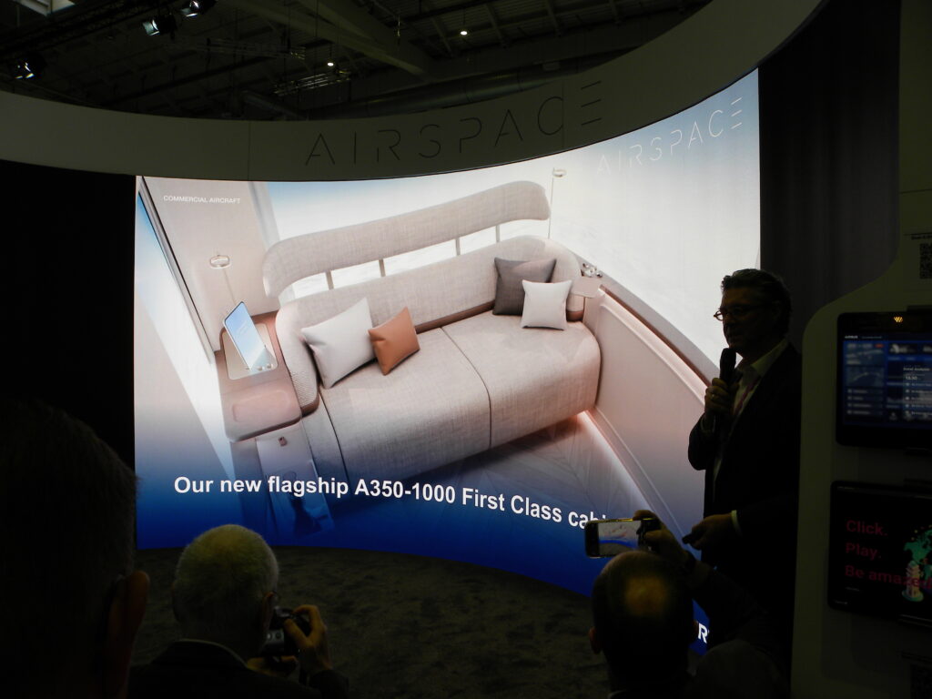 Large sofa in the enclosed first class suite for the A350-1000.