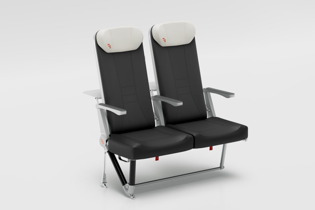 Two TiSeat 2X Lite seats in grey on a white background