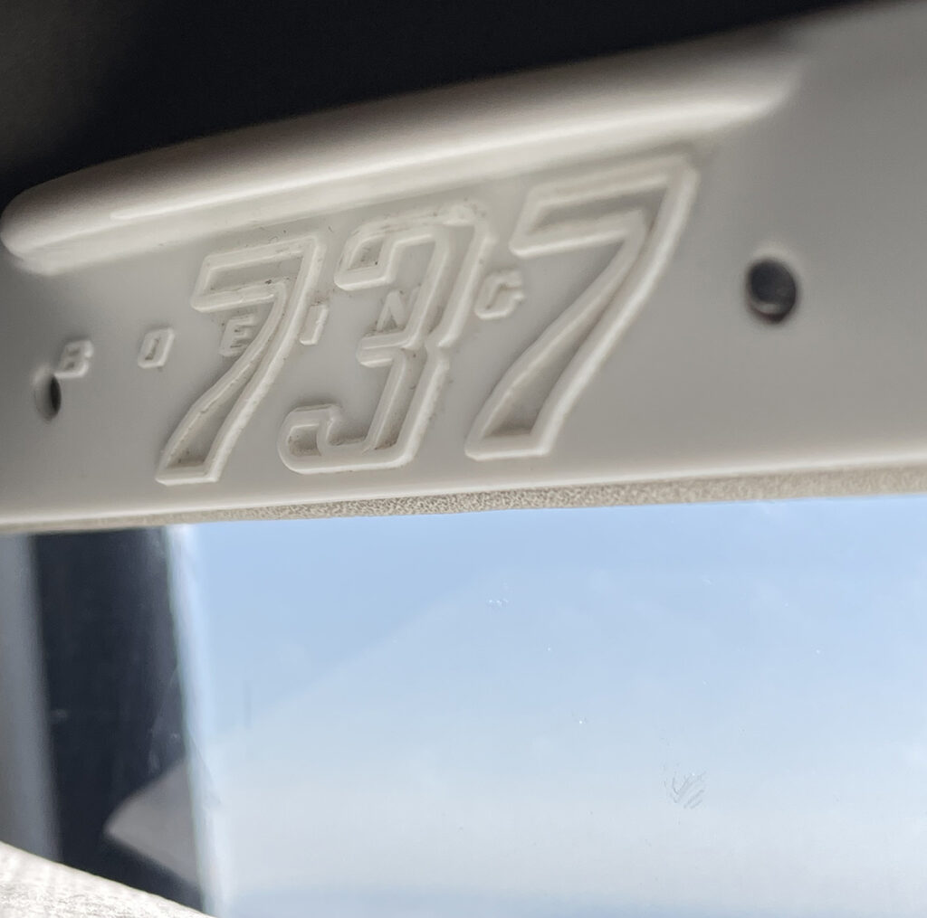 737 embossed on the window shade.