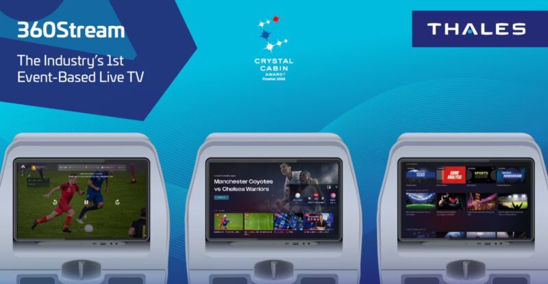 Thales 360Stream displayed on 3 embedded IFE screens