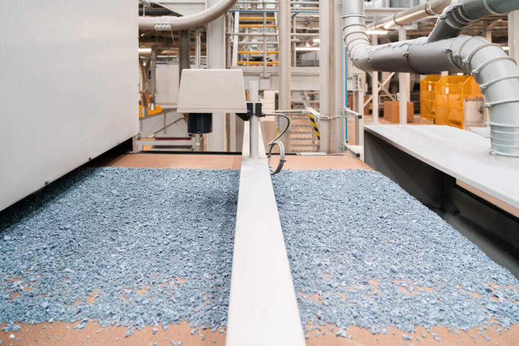 Wet blue waste during the milling process.