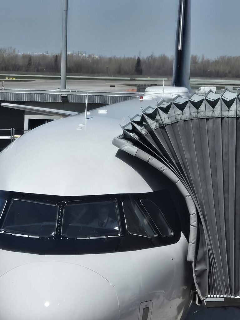 Air Canada A321 at the gate for boarding in montreal