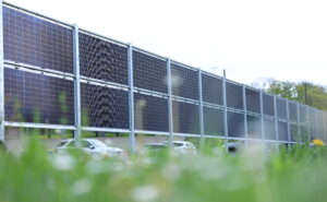 Upright solar panels at Zurich Airport