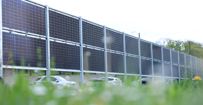Upright solar panels at Zurich Airport