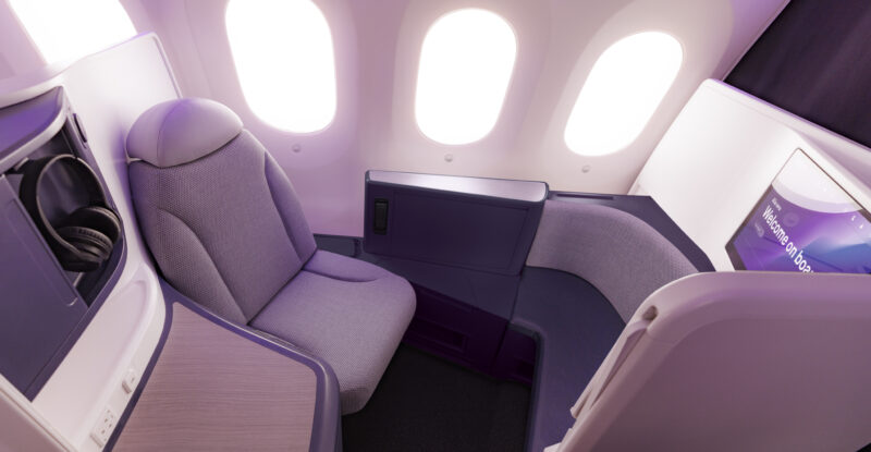 Overhead view of Business Premier Luxe seat on the 787-9 Dreamliner.