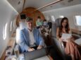 Passengers enjoy Gogo Galileo inflight connectivity on a business jet.