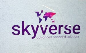 SkyVerse brand on a tablet.
