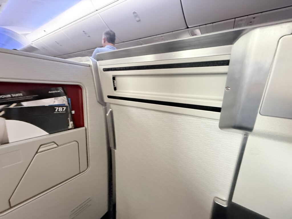 Close up of the door, fully closed, providing great privacy.
