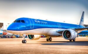 KLM City Hopper regional jet is pictured.