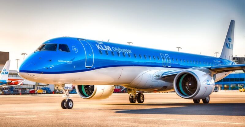 KLM City Hopper regional jet is pictured.