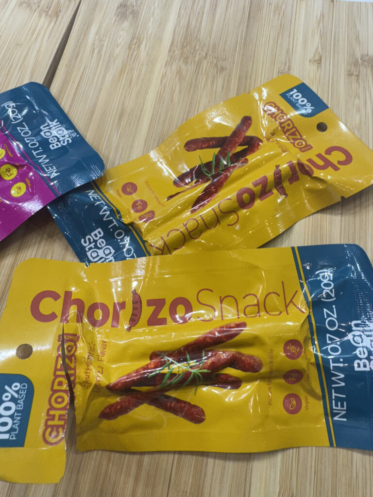 Chorizo cured meat-style snacks for vegetarian passengers