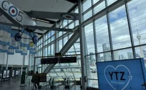 Inside Billy Bishop airport.