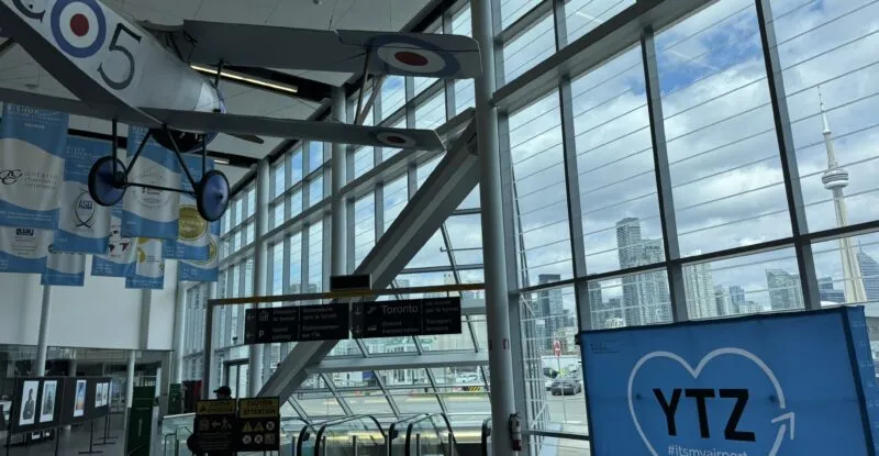 Inside Billy Bishop airport.