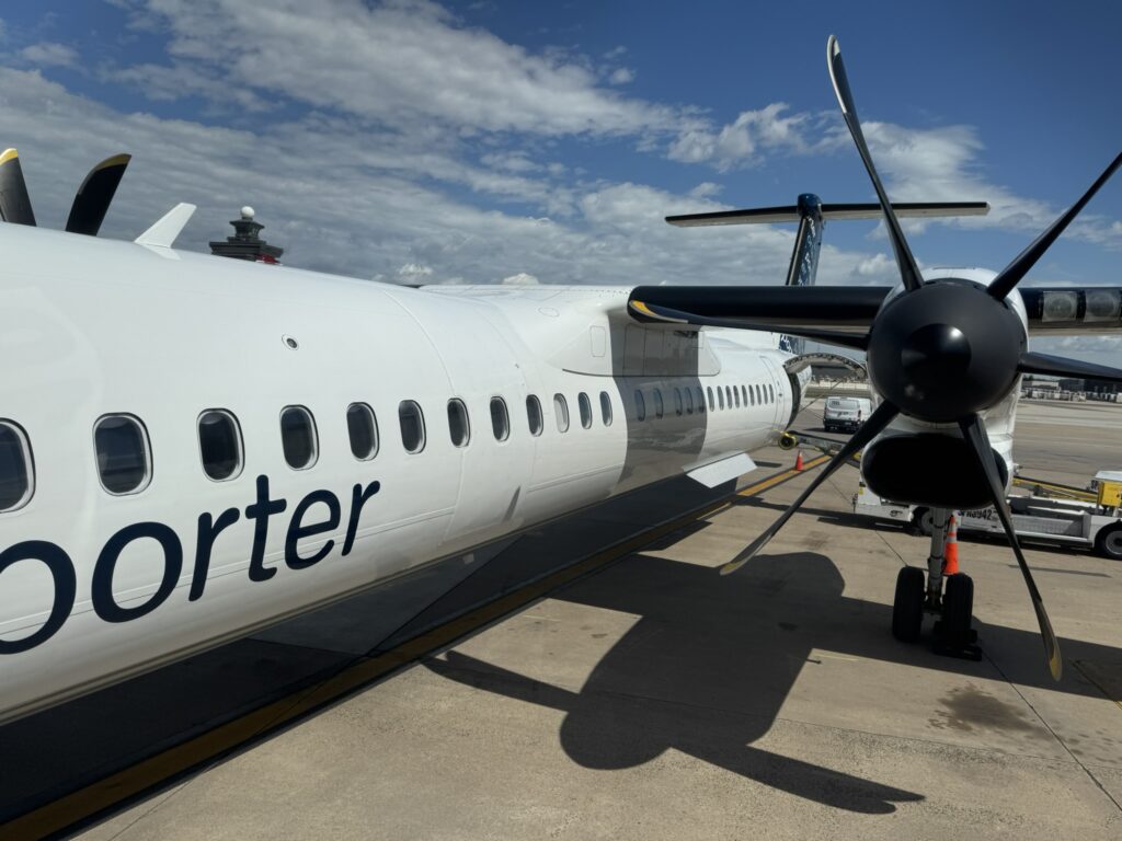 Close up of parked Porter Q400 at IAD.