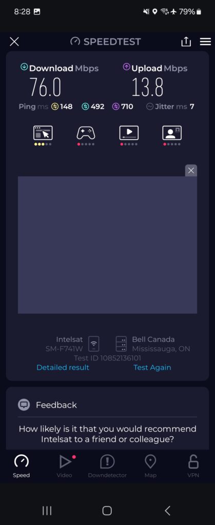 A speedtest of the free Air Canada WiFi