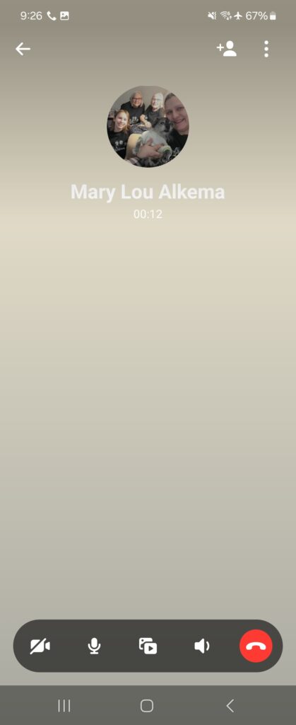 Screenshot showing a connected call. 