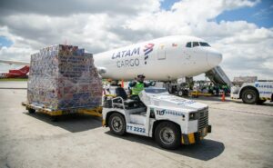 LATAM aircraft being loaded with a flower shipment for Mother’s Day