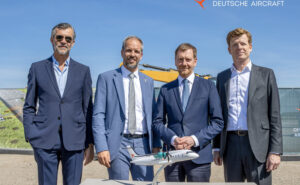 Deutsche Aircraft executives and dignitaries celebrate cornerstone ceremony for FAL in Germany