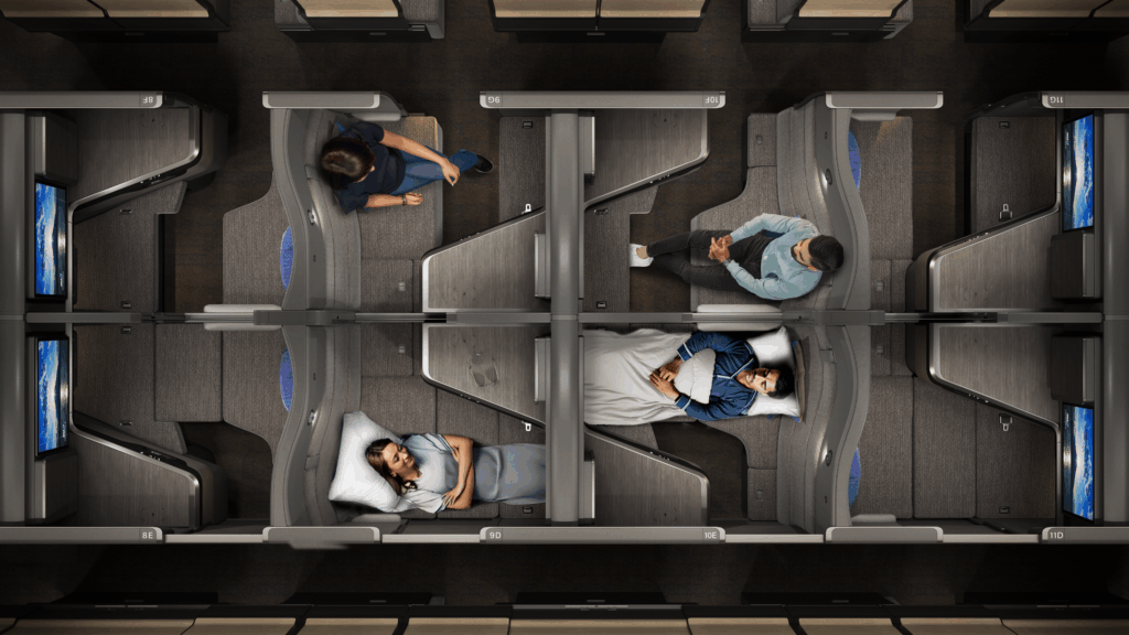 Overhead view of forward and aft seating configuration.