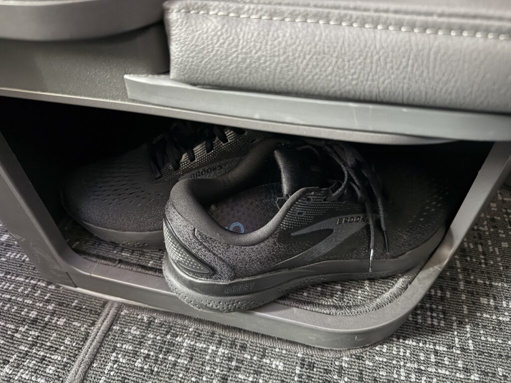 A shoe cubby in the 787-9P suite