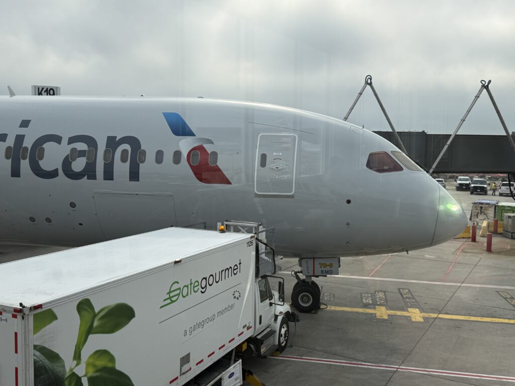 American Airlines 787-9P at the gate.