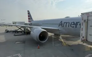 American Airlines 787-9P parked and ready to board. It is fitted with Viasat inflight Wi-Fi