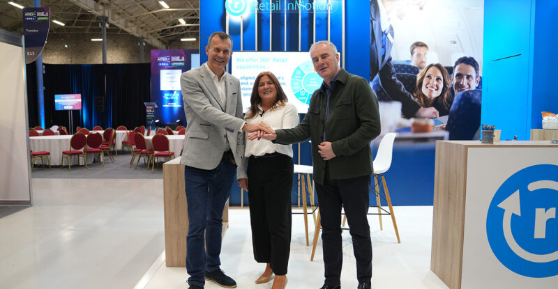 Pictured: Greg O’Gorman, Director of Ancillary Revenue at Ryanair, Michelle Tully, Retail Director for Ryanair, Retail inMotion, John Moriarty, CEO, Retail inMotion (at FTE EMEA, RDS, Dublin). Photographer: Steven McKenna